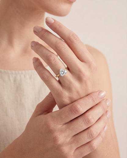 The Isolde Petite Knife Edge Solitaire Heart Engagement Ring Setting in 18K Yellow Gold