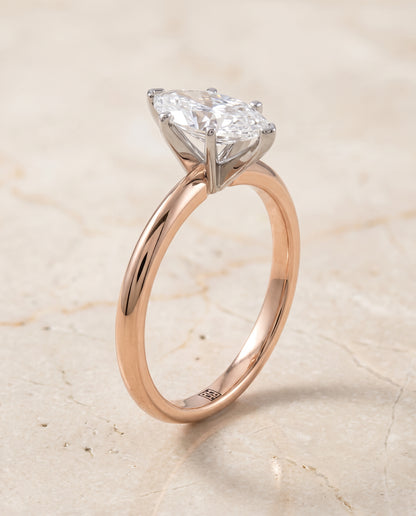 The Isolde Petite Knife Edge Solitaire Marquise Engagement Ring Setting in 14K Rose Gold