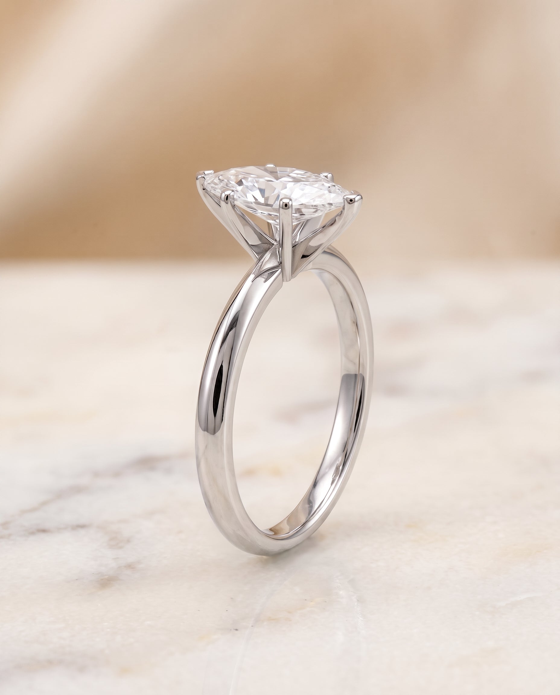 Petite Knife Edge Solitaire styling on The Isolde marquise engagement ring setting | RockHer