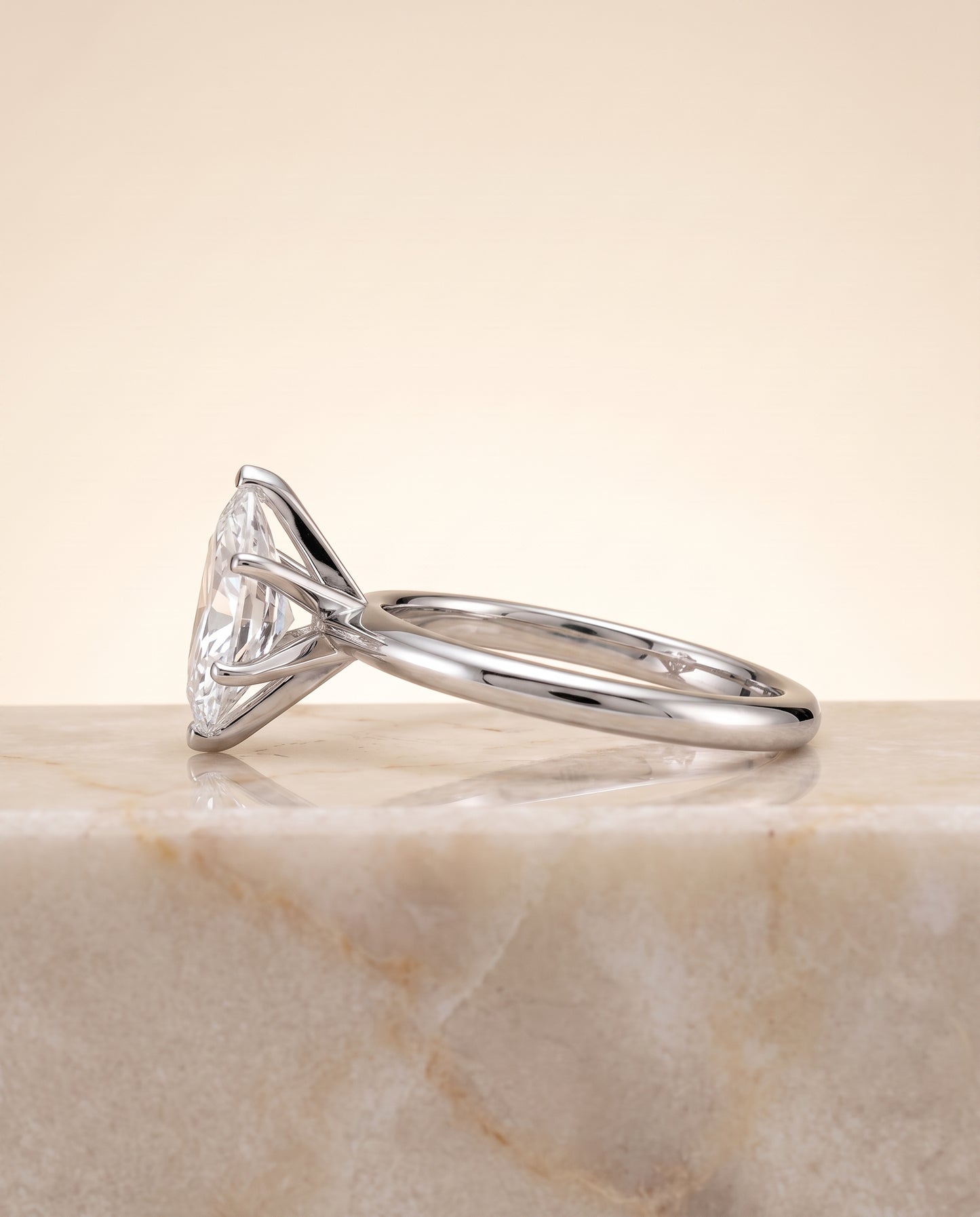The Isolde Petite Knife Edge Solitaire Marquise Engagement Ring Setting in Platinum
