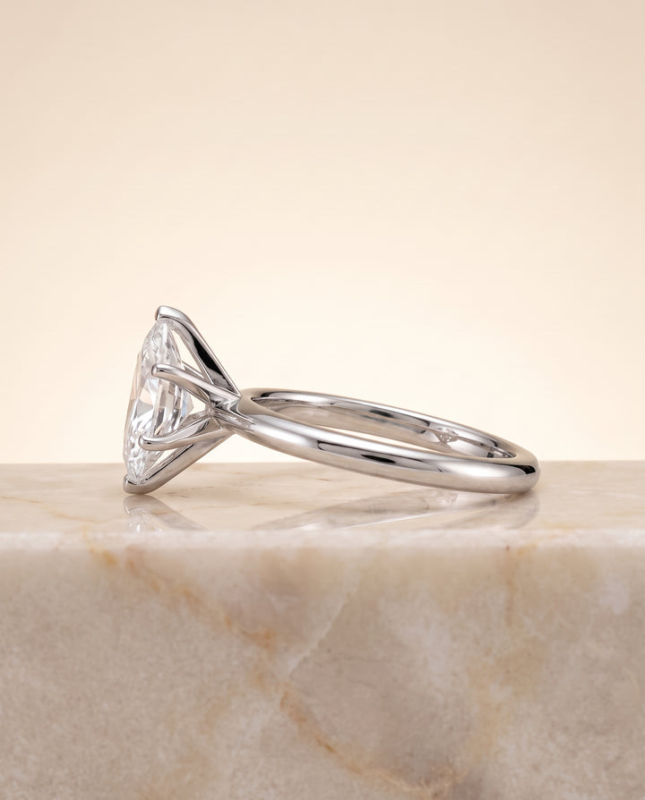 The Isolde Petite Knife Edge Solitaire Marquise Engagement Ring Setting in Platinum