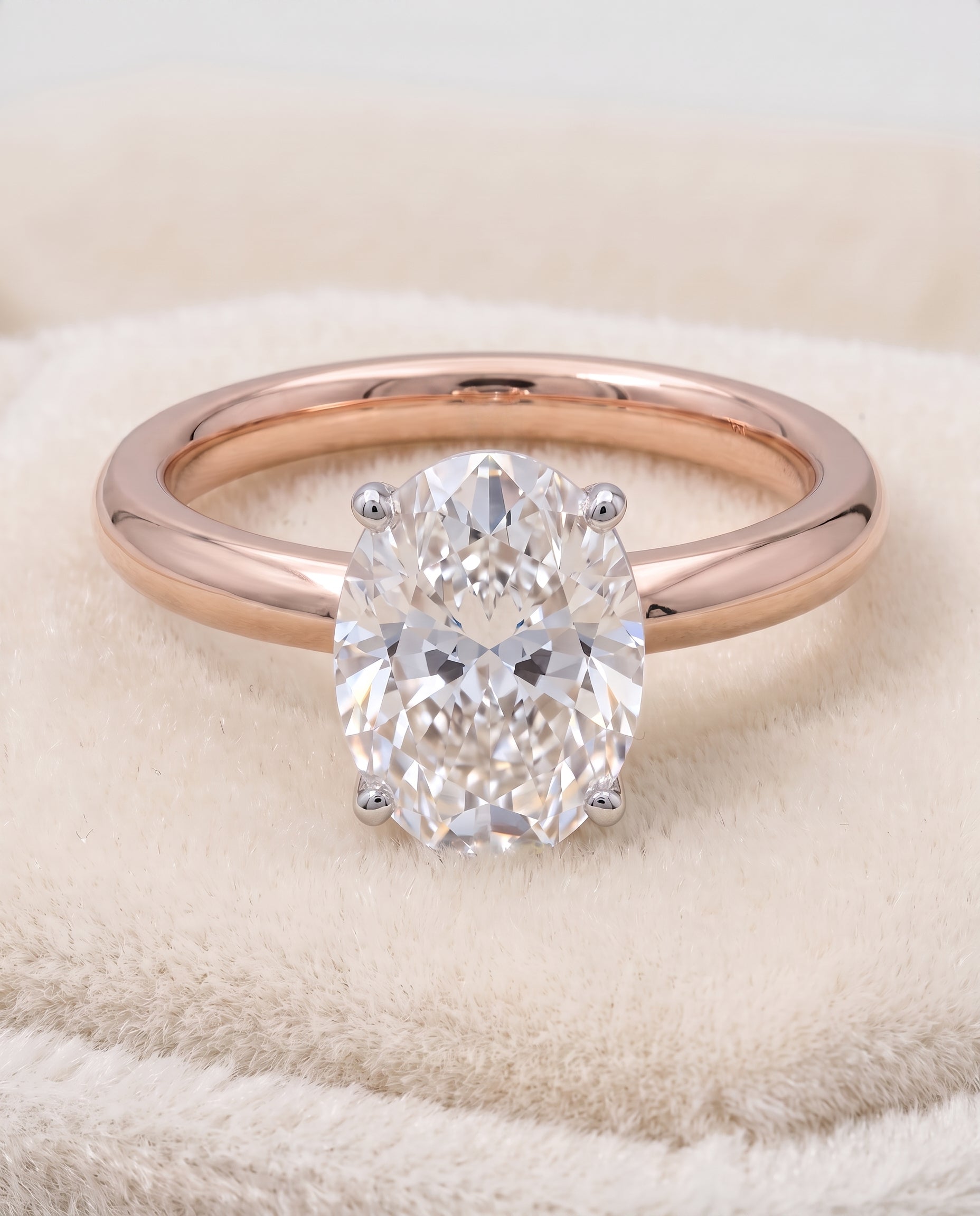 14K Rose Gold band of The Isolde oval engagement ring setting | RockHer
