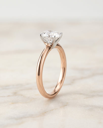 The Isolde Petite Knife Edge Solitaire Oval Engagement Ring Setting in 14K Rose Gold
