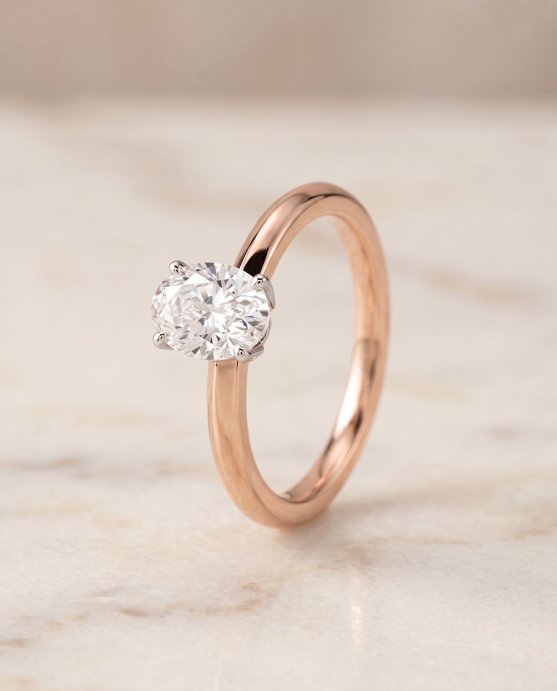 The Isolde setting for oval diamonds, made to order in 14K Rose Gold | RockHer