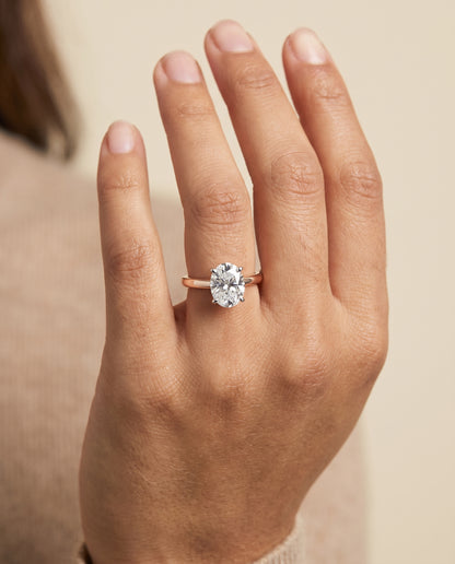 The Isolde Petite Knife Edge Solitaire Oval Engagement Ring Setting in 14K Rose Gold