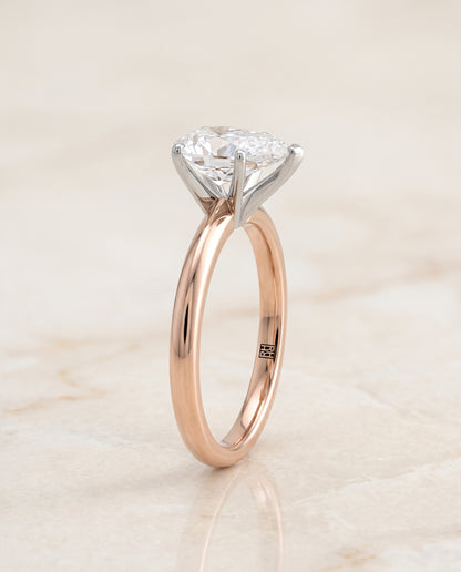 The Isolde Petite Knife Edge Solitaire Pear Engagement Ring Setting in 14K Rose Gold