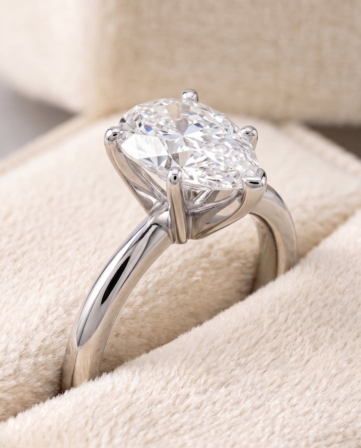 The Isolde Petite Knife Edge Solitaire Pear Engagement Ring Setting in Platinum