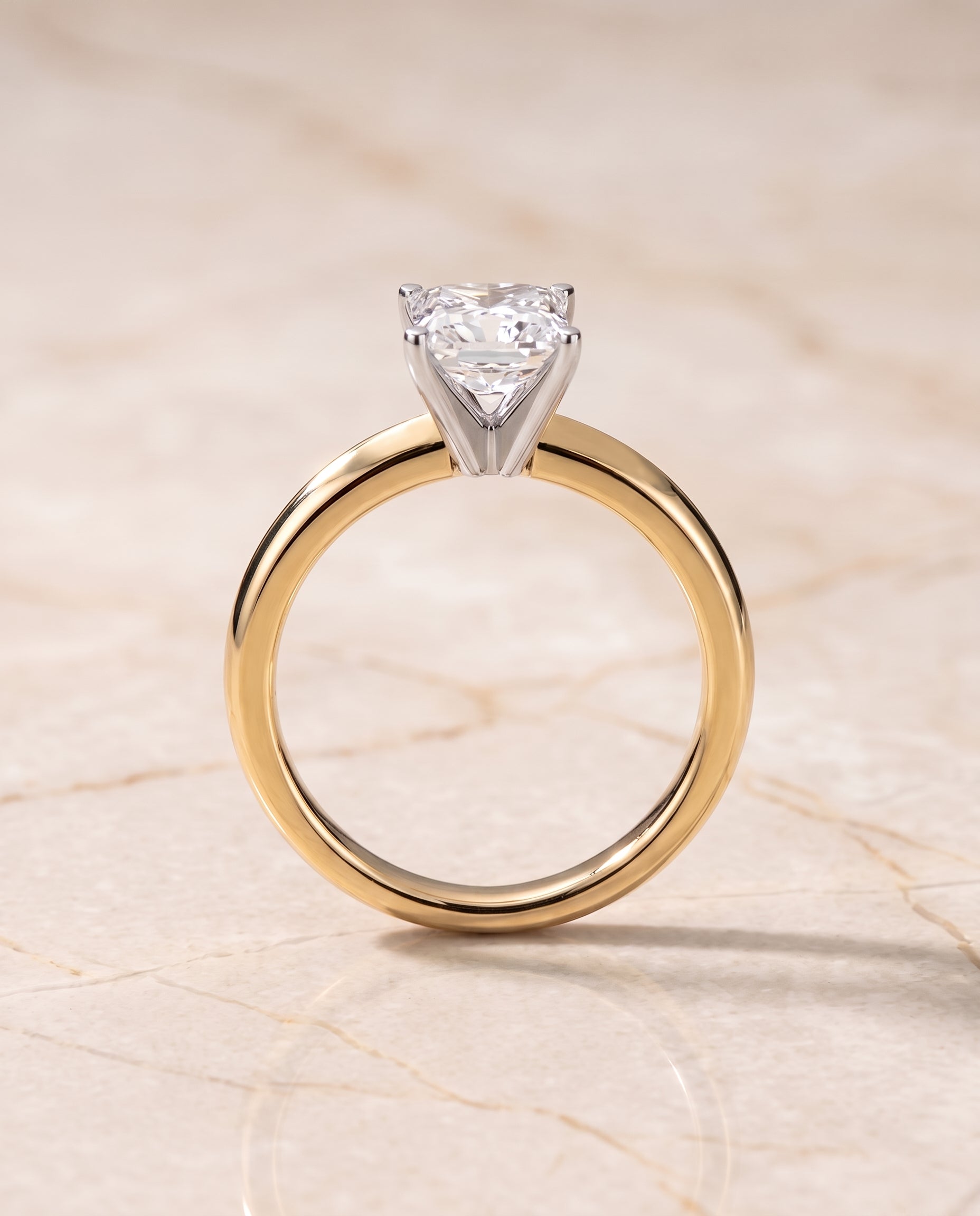 The Isolde Petite Knife Edge Solitaire Princess Cut Engagement Ring Setting in 18K Yellow Gold