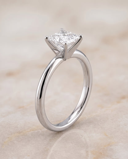 The Isolde Petite Knife Edge Solitaire Princess Cut Engagement Ring Setting in 18K White Gold