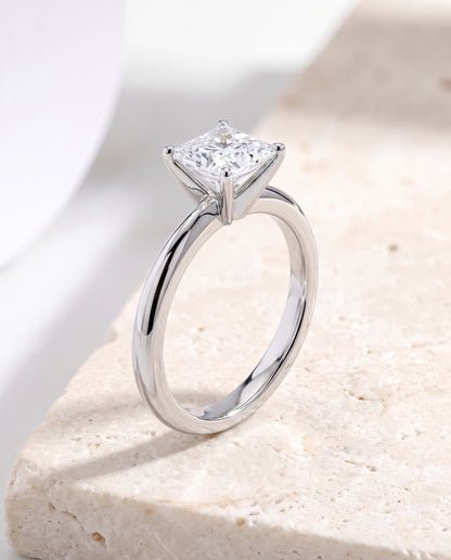 The Isolde Petite Knife Edge Solitaire Princess Cut Engagement Ring Setting in 18K White Gold