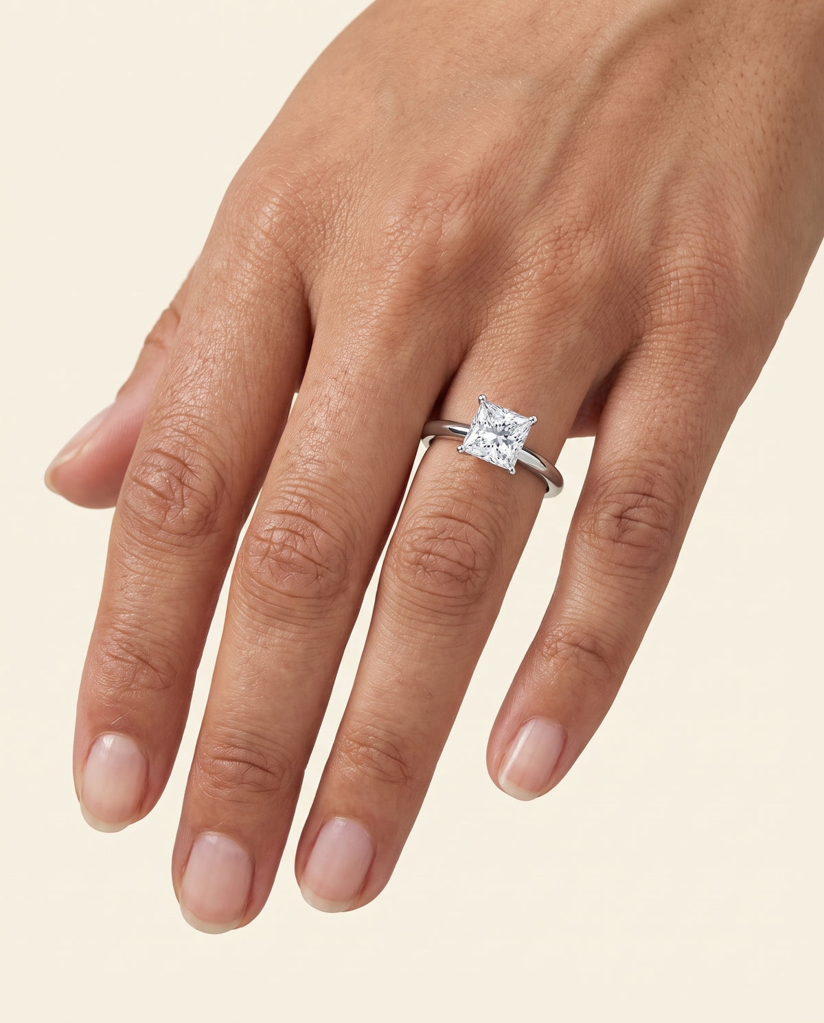 The Isolde Petite Knife Edge Solitaire Princess Cut Engagement Ring Setting in 18K White Gold
