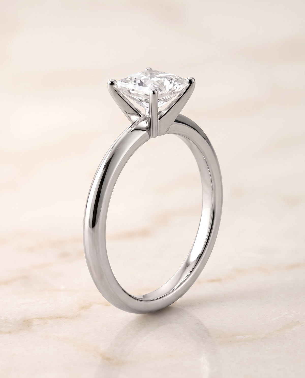 The Isolde Petite Knife Edge Solitaire Princess Cut Engagement Ring Setting in 18K White Gold