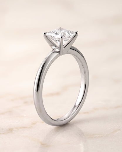 The Isolde Petite Knife Edge Solitaire Princess Cut Engagement Ring Setting in 18K White Gold