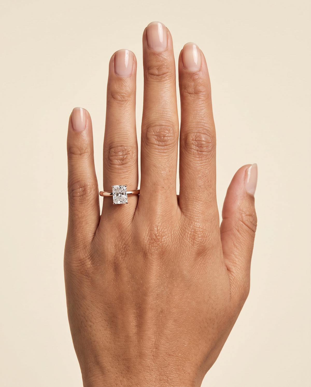 The Isolde Petite Knife Edge Solitaire Radiant Cut Engagement Ring Setting in 14K Rose Gold