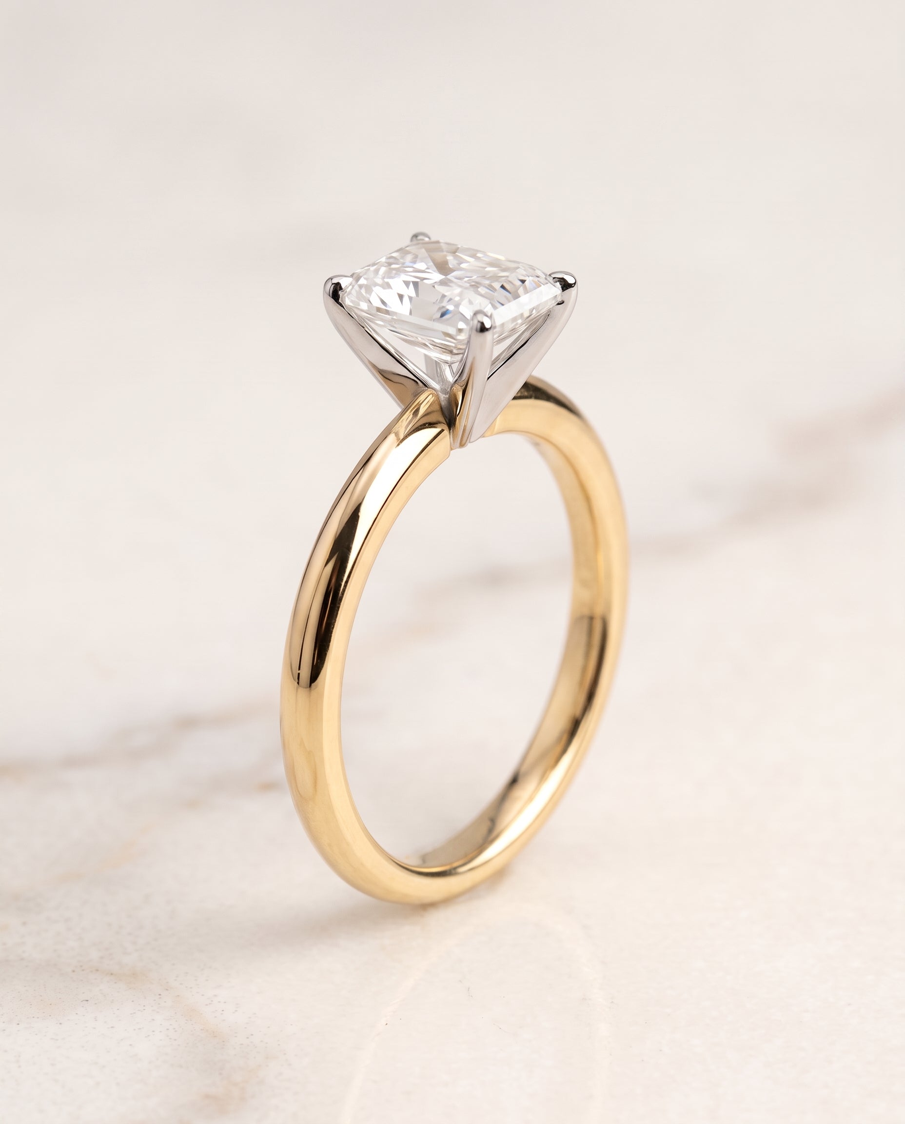 Petite Knife Edge Solitaire Cut styling on The Isolde radiant engagement ring setting | RockHer