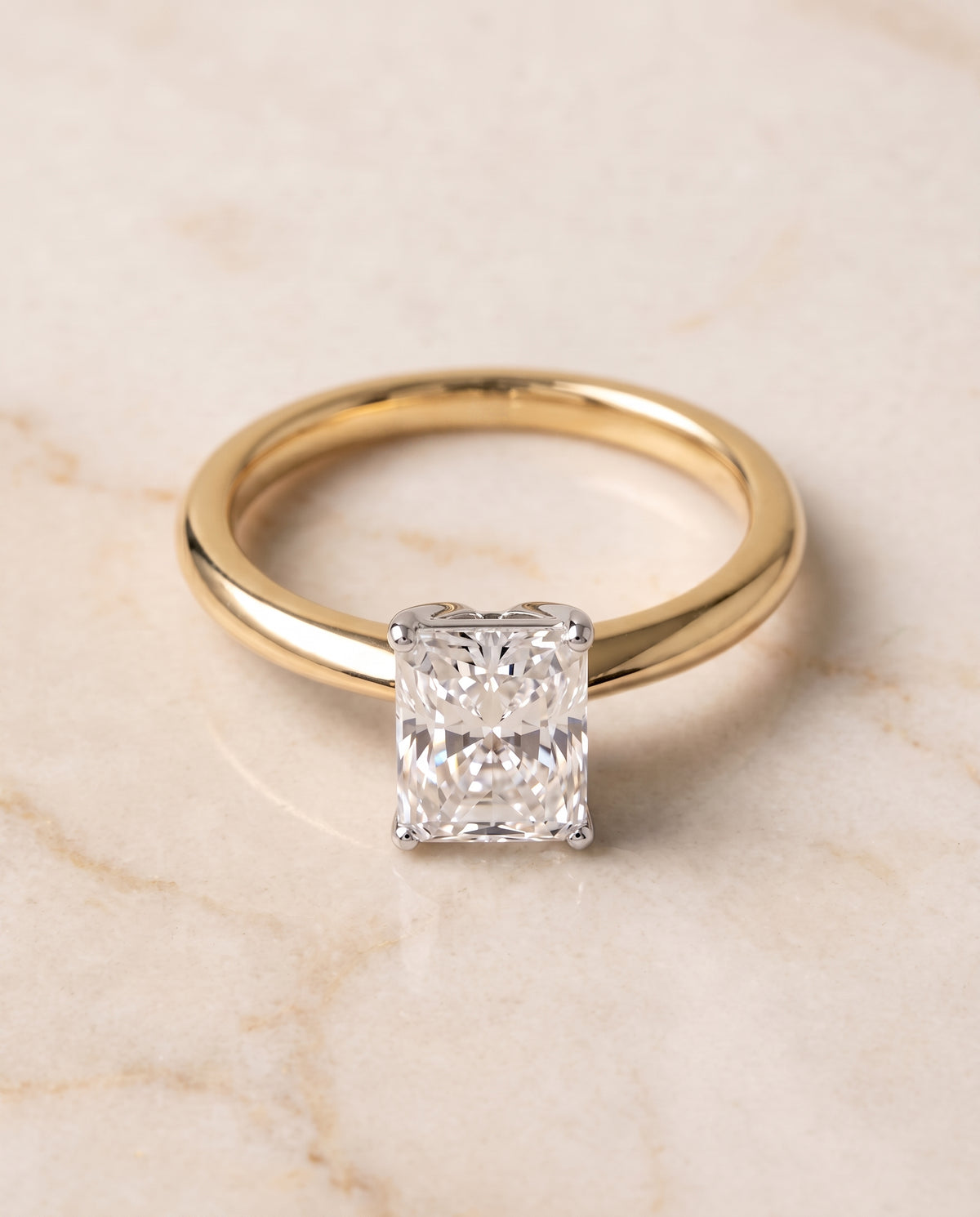 The Isolde radiant engagement ring setting in 18K Yellow Gold | RockHer