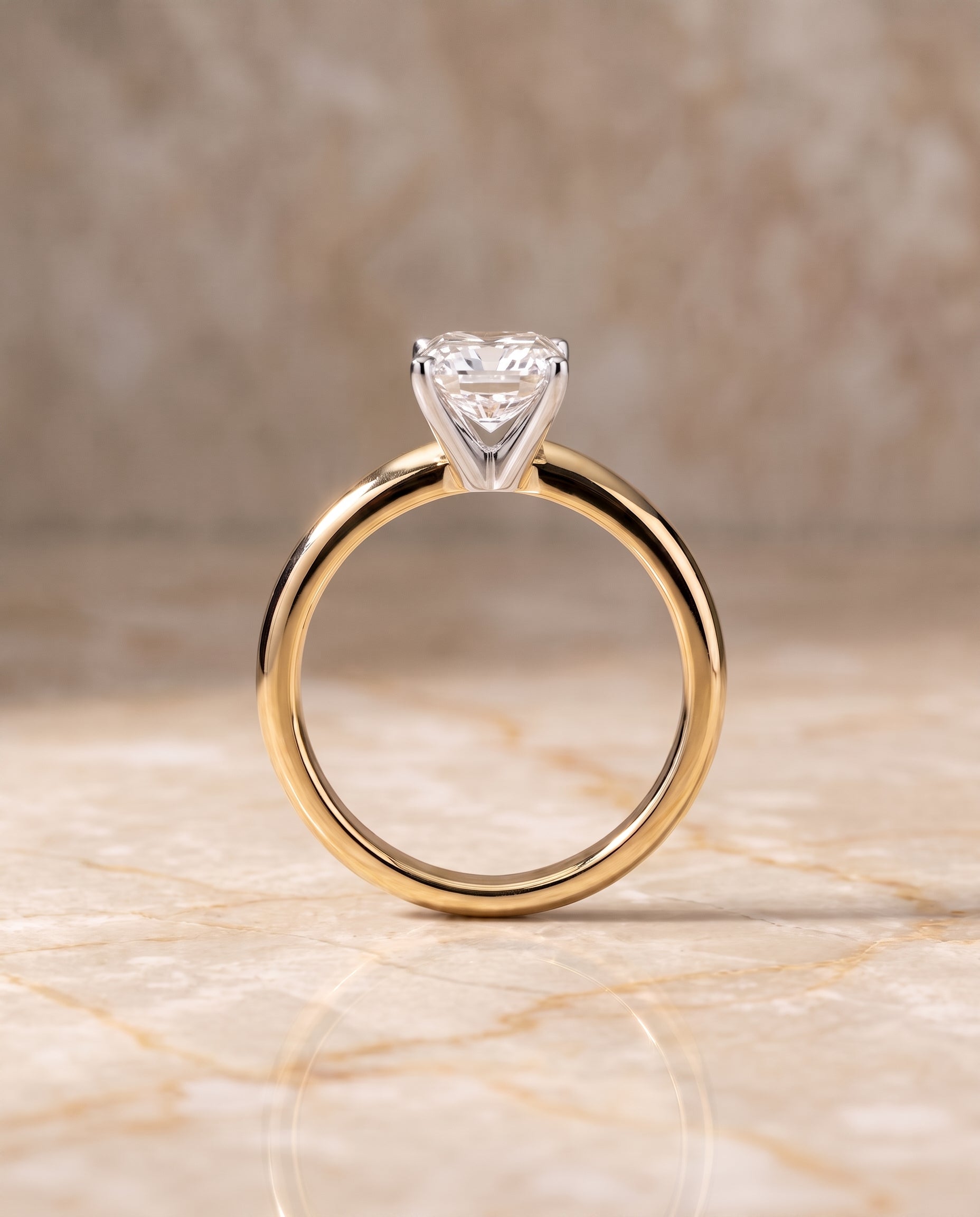 The Isolde setting for radiant diamonds, made to order in 18K Yellow Gold | RockHer