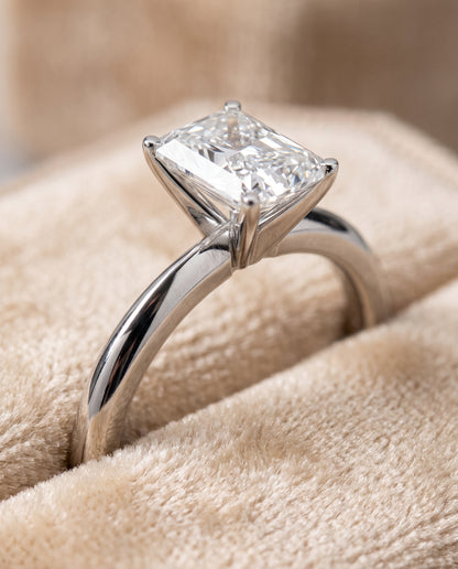 The Isolde Petite Knife Edge Solitaire Radiant Cut Engagement Ring Setting in Platinum