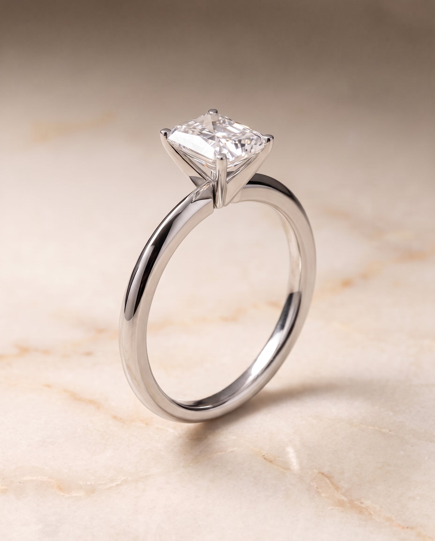 The Isolde Petite Knife Edge Solitaire Radiant Cut Engagement Ring Setting in Platinum