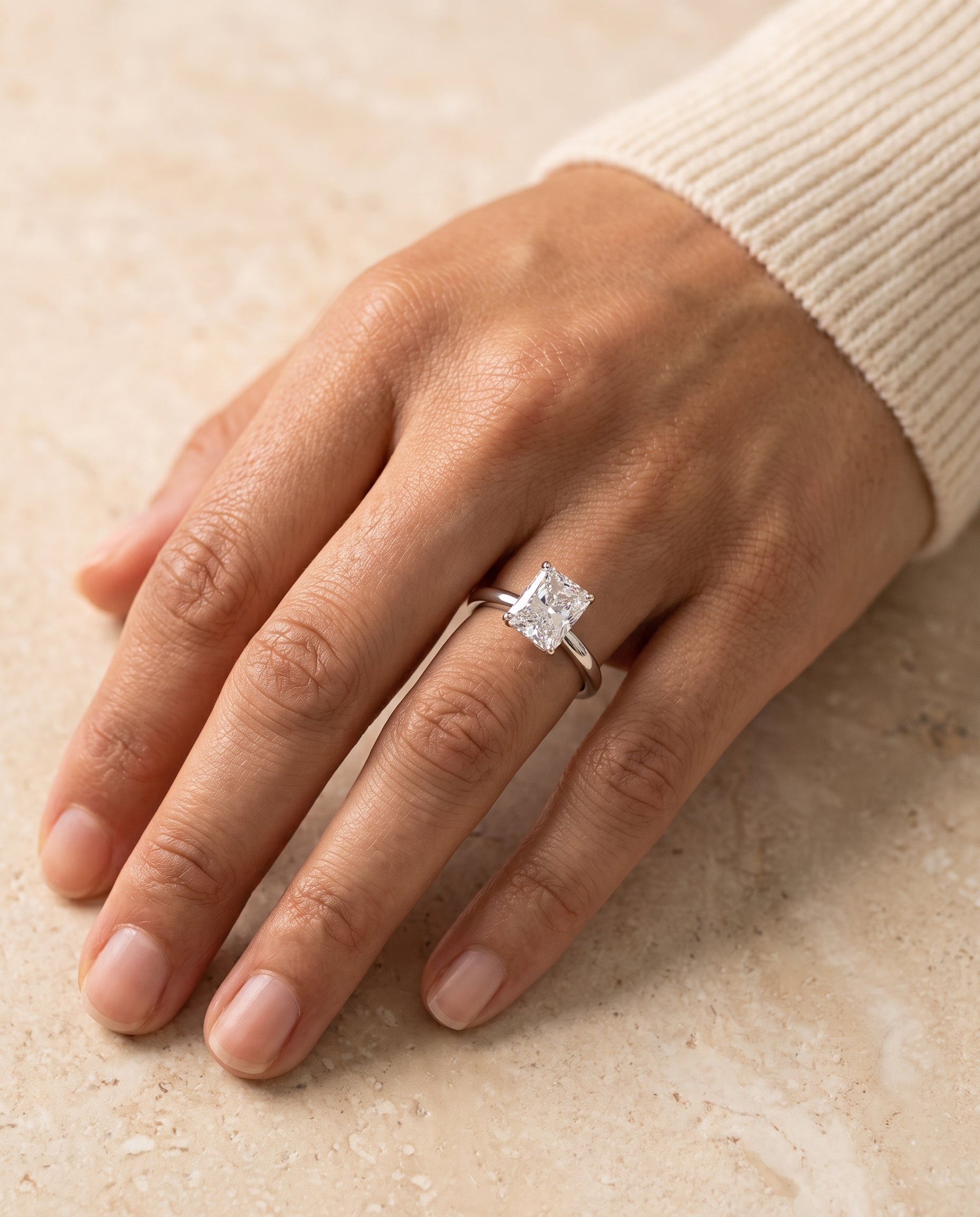 The Isolde Petite Knife Edge Solitaire Radiant Cut Engagement Ring Setting in Platinum