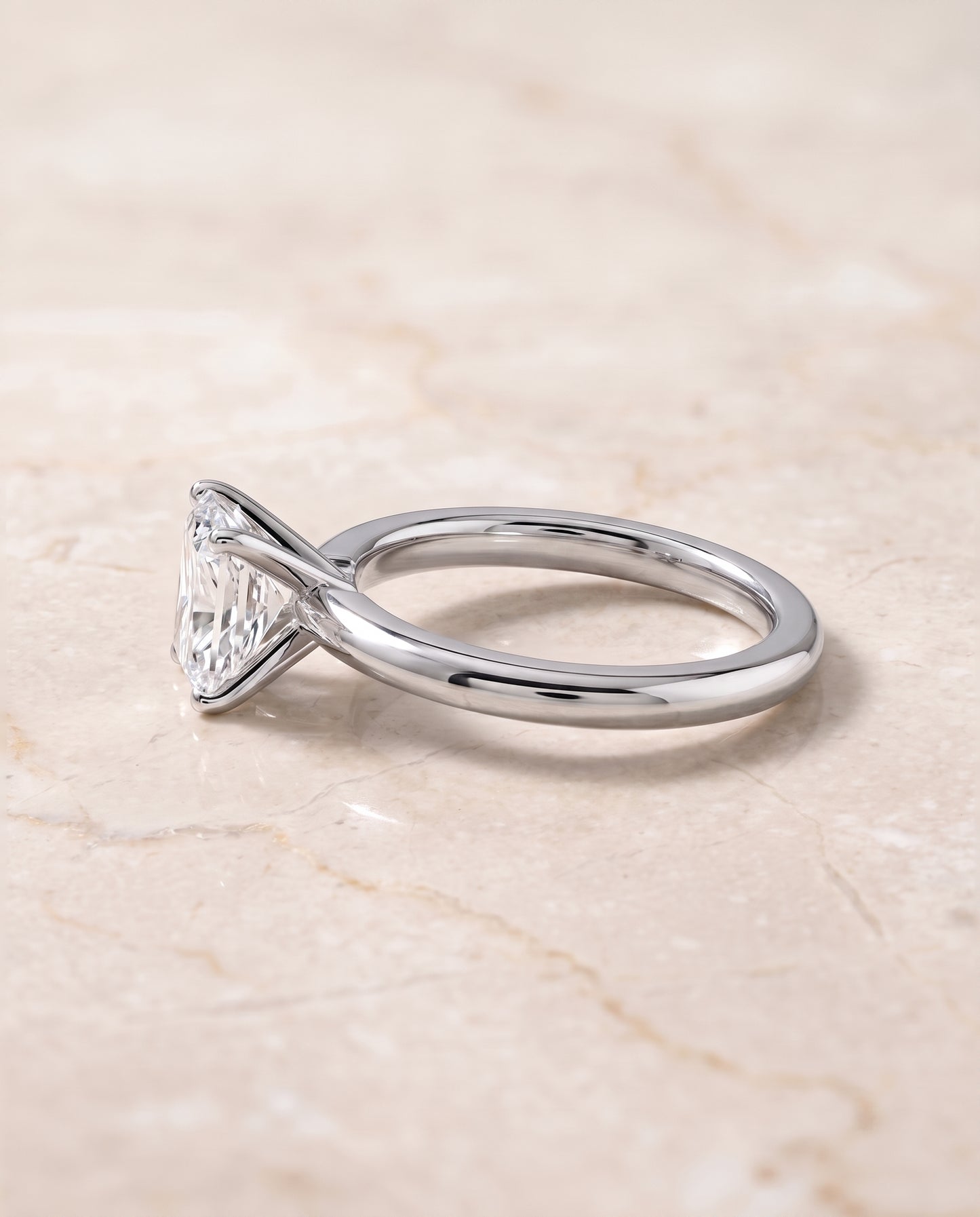 The Isolde Petite Knife Edge Solitaire Radiant Cut Engagement Ring Setting in Platinum