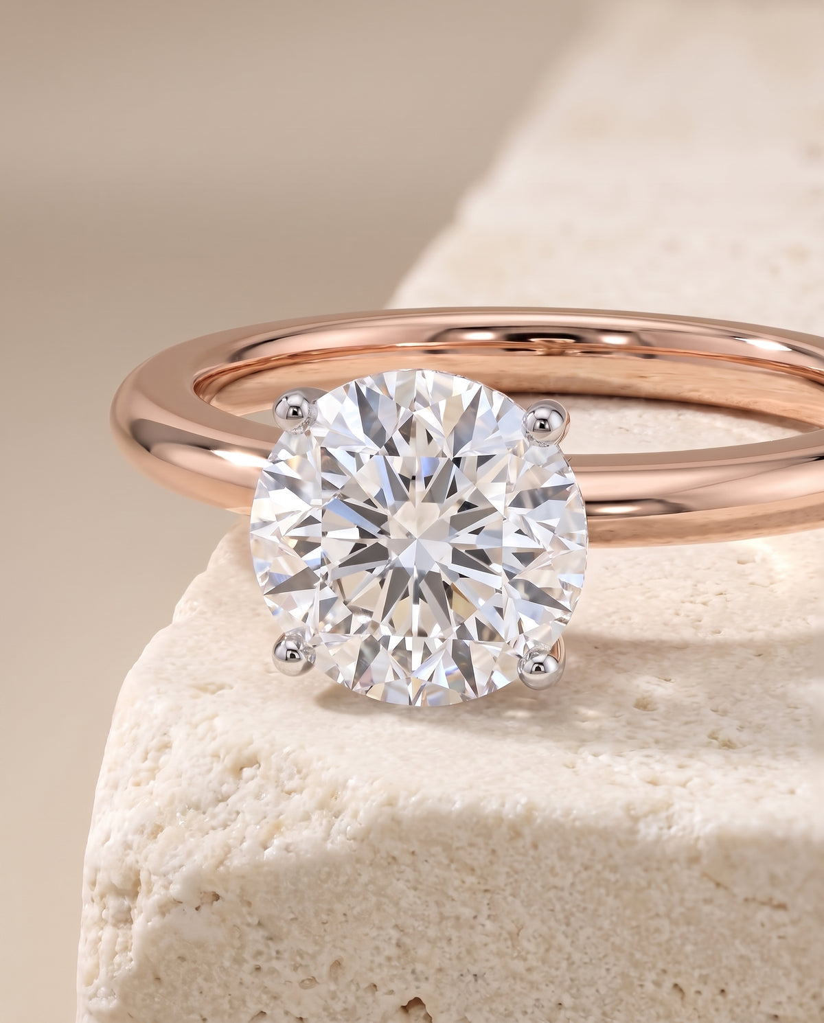 The Isolde Petite Knife Edge Solitaire Round Engagement Ring Setting in 14K Rose Gold