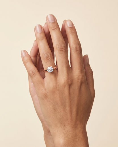 The Isolde Petite Knife Edge Solitaire Round Engagement Ring Setting in 14K Rose Gold