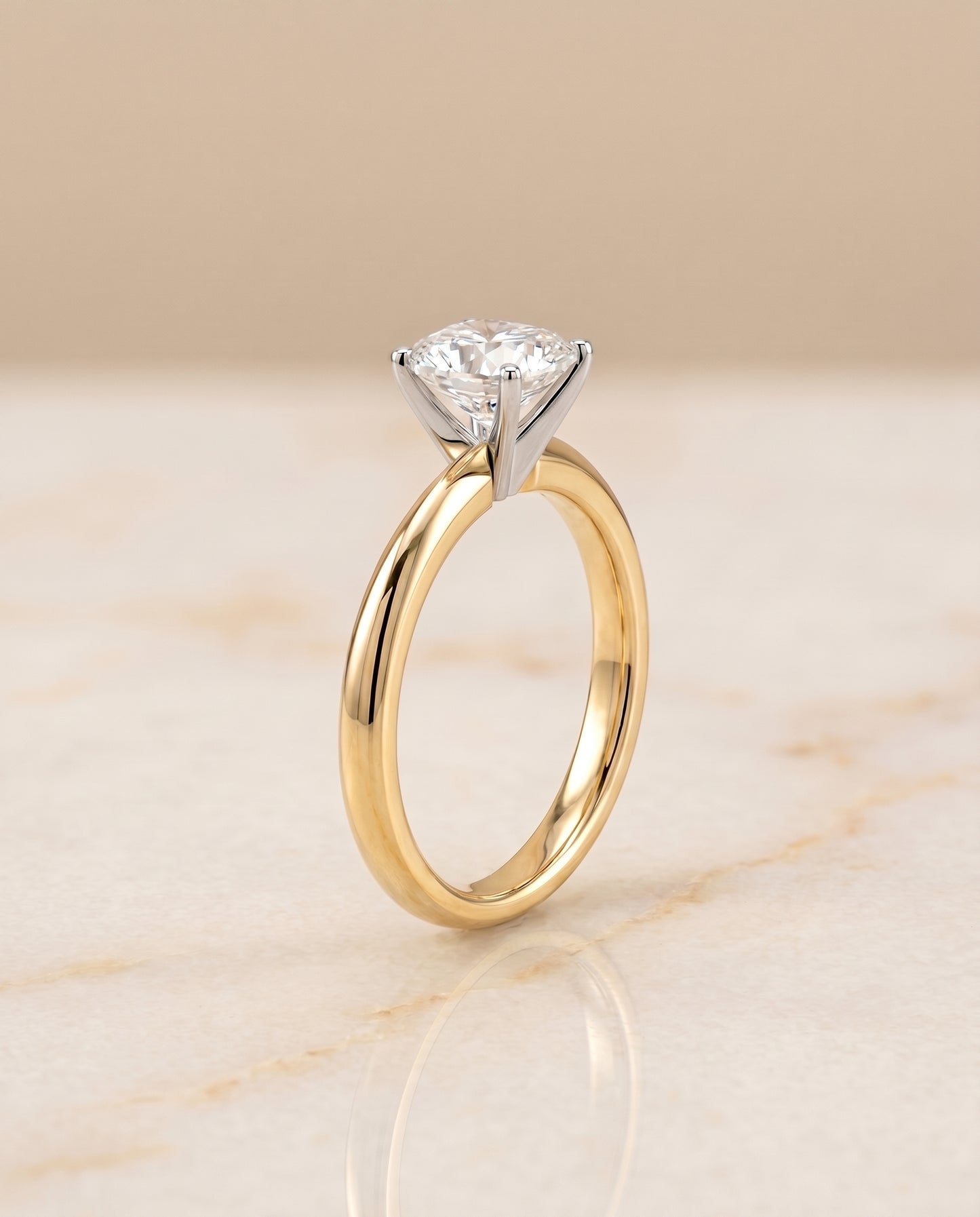The Isolde Solitaire Engagement Ring Setting for Cushion Diamonds in 18K Yellow Gold