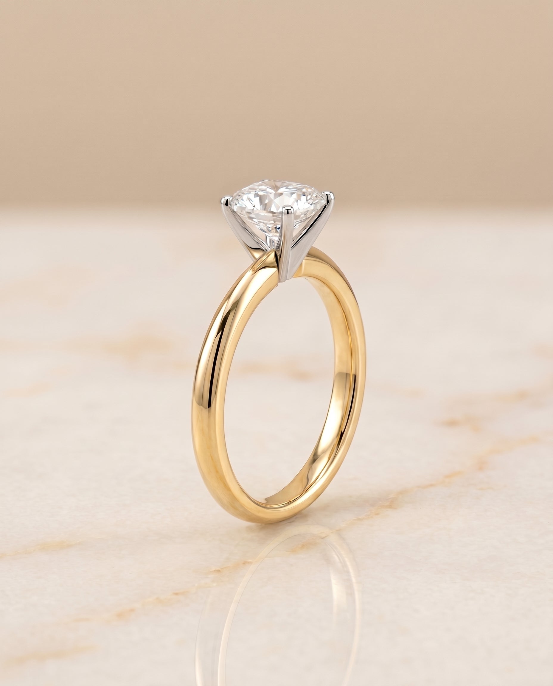 Petite Knife Edge Solitaire Cut styling on The Isolde cushion engagement ring setting | RockHer