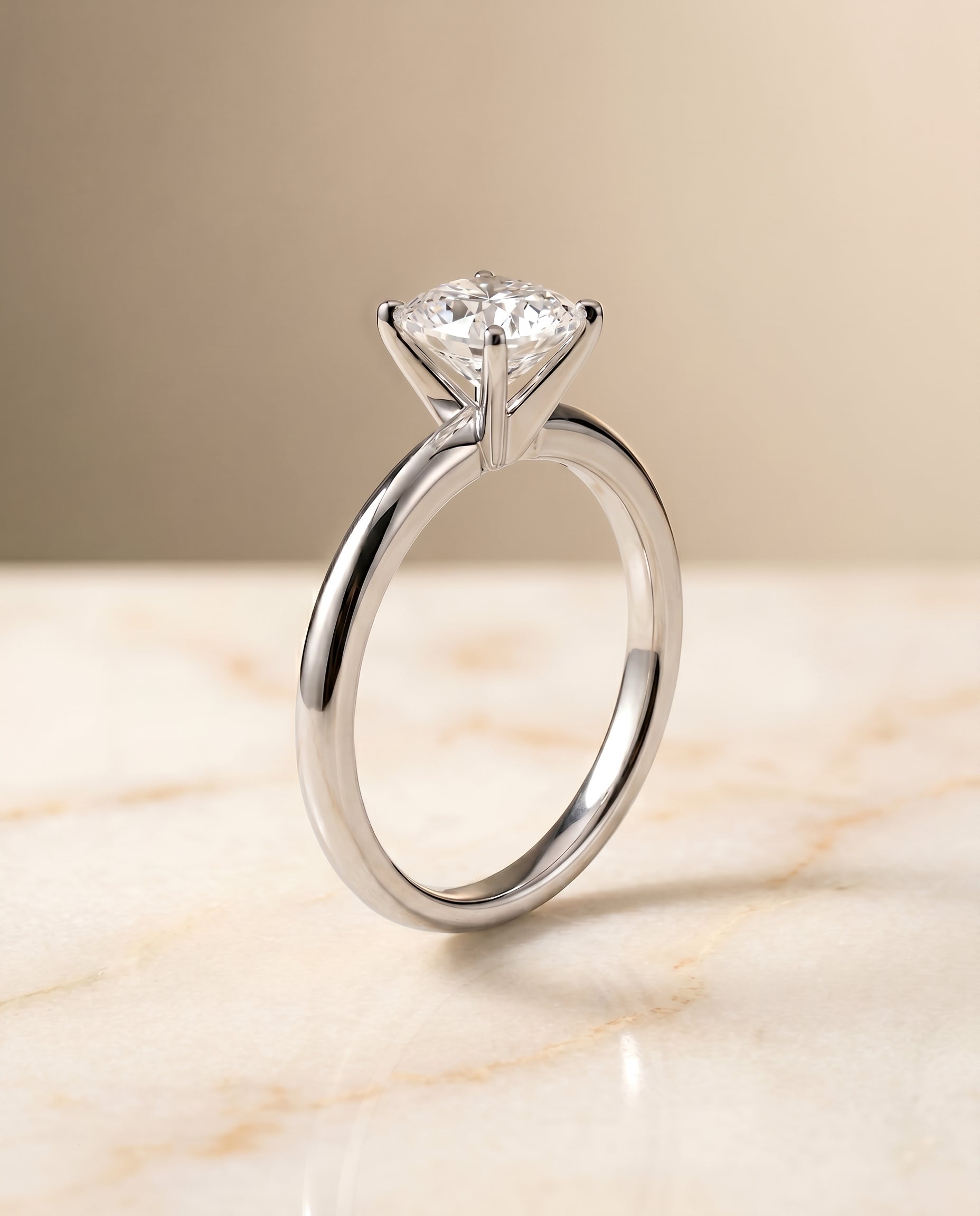 Petite Knife Edge Solitaire Cut styling on The Isolde cushion engagement ring setting | RockHer
