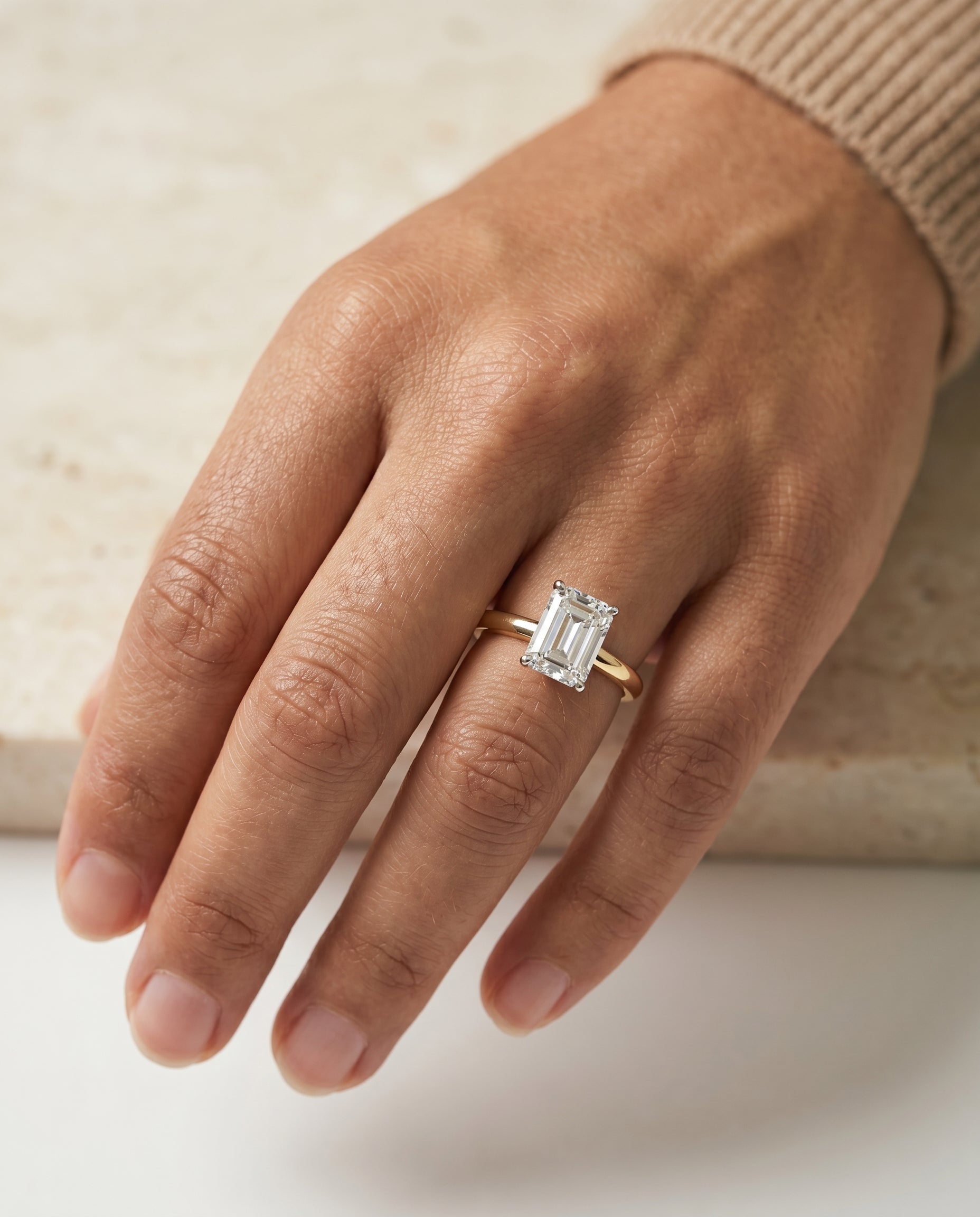 The Isolde engagement ring setting in 18K Yellow Gold, petite knife edge solitaire cut design | RockHer