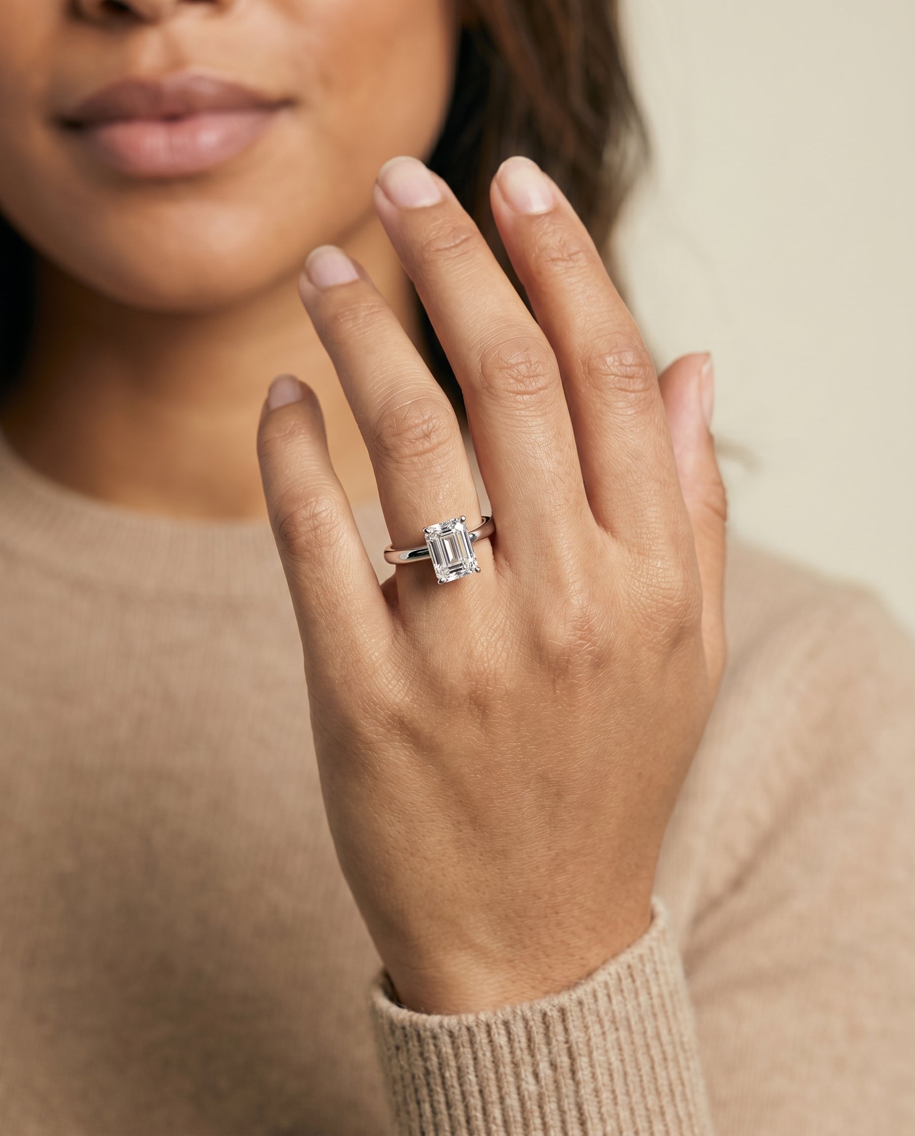 The Isolde engagement ring setting in Platinum, petite knife edge solitaire cut design | RockHer