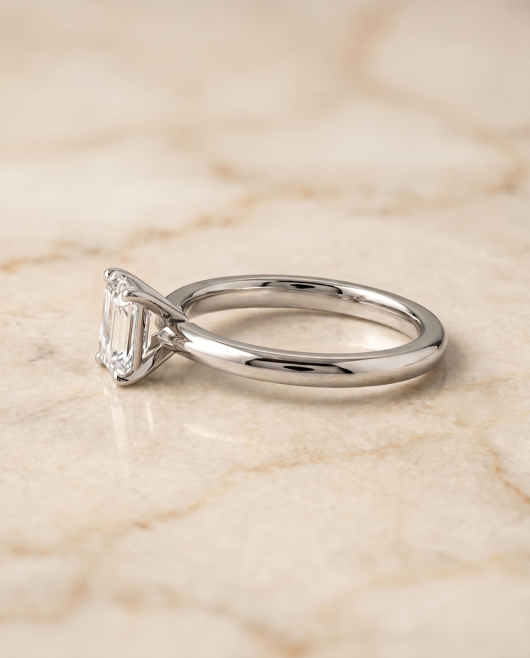 The Isolde setting for emerald diamonds, made to order in Platinum | RockHer
