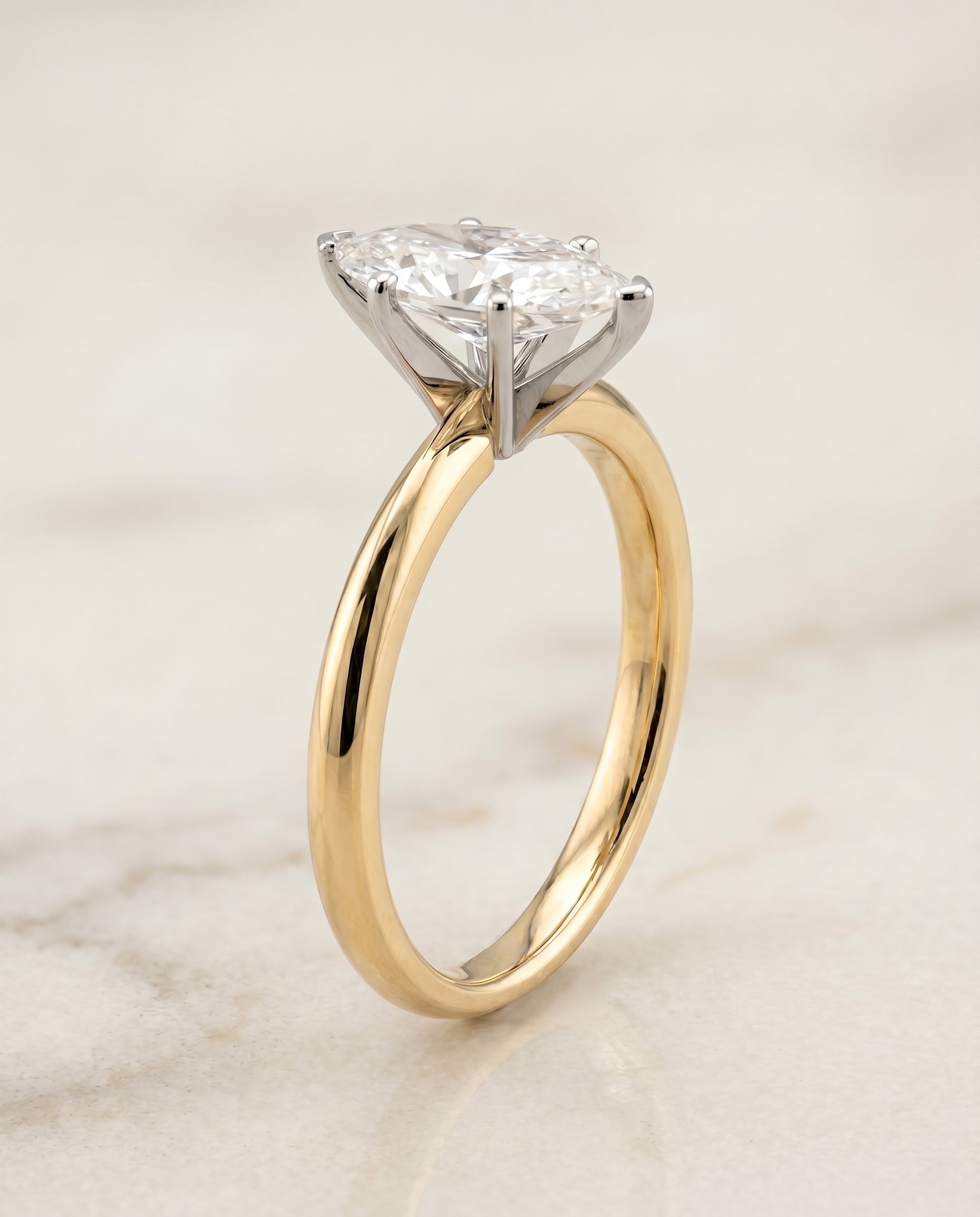 Petite Knife Edge Solitaire styling on The Isolde marquise engagement ring setting | RockHer