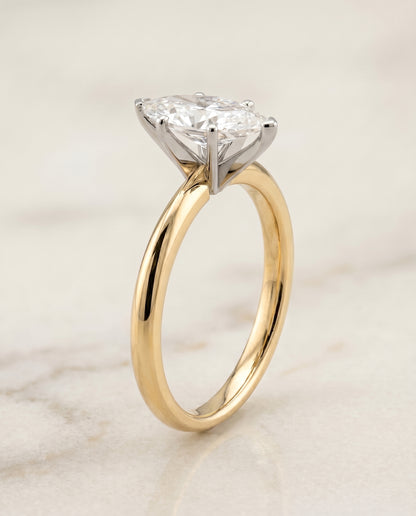 The Isolde Petite Knife Edge Solitaire Marquise Engagement Ring Setting in 18K Yellow Gold