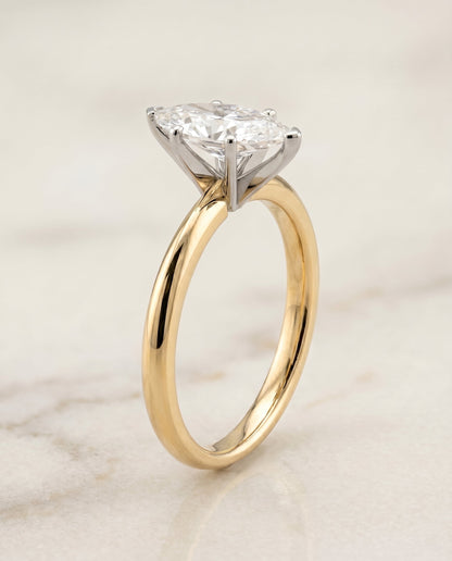 Isolde Select Knife Edge Solitaire Marquise Lab Diamond Engagement Ring in 18K Yellow Gold, front view | RockHer