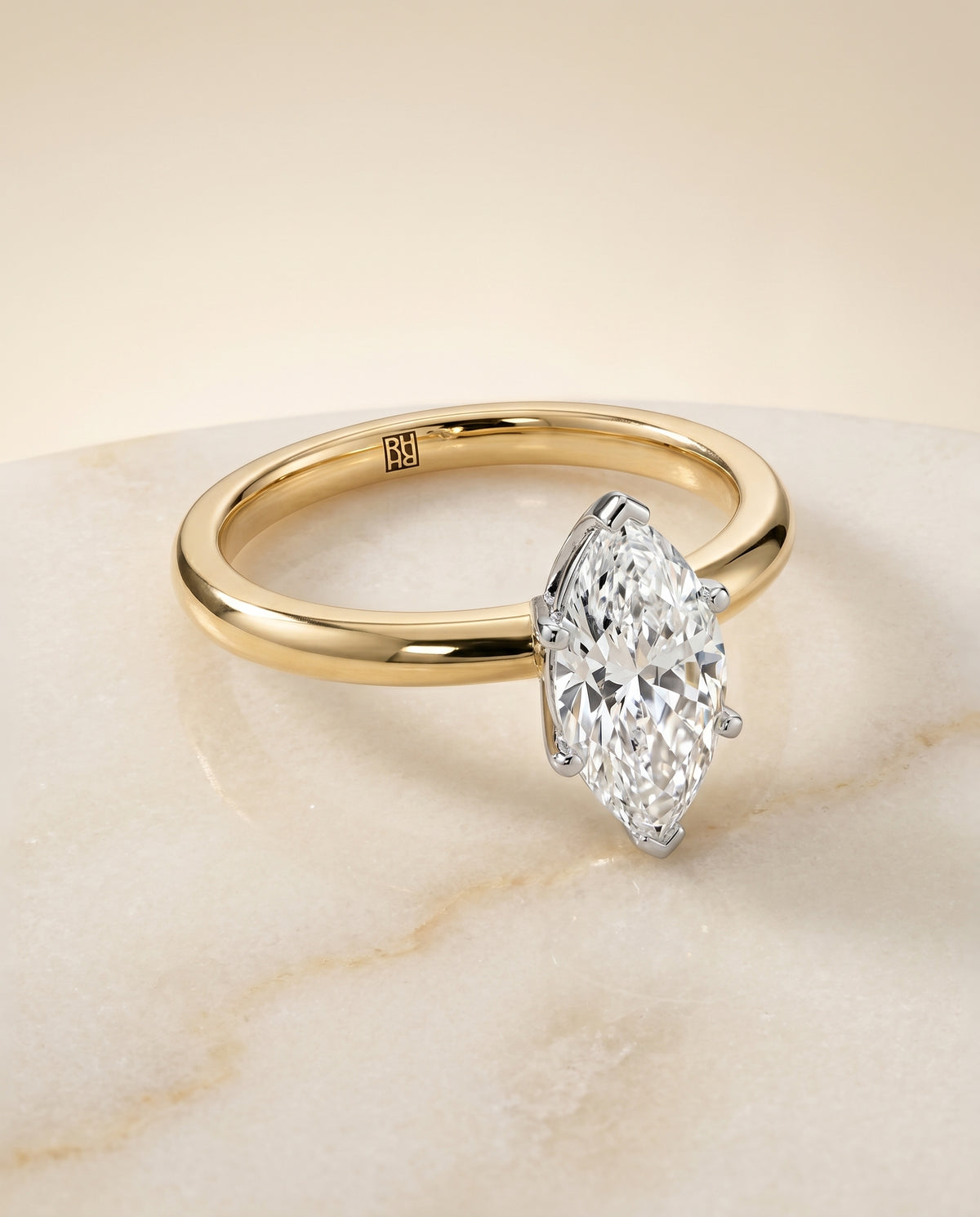 The Isolde marquise engagement ring setting in 18K Yellow Gold | RockHer