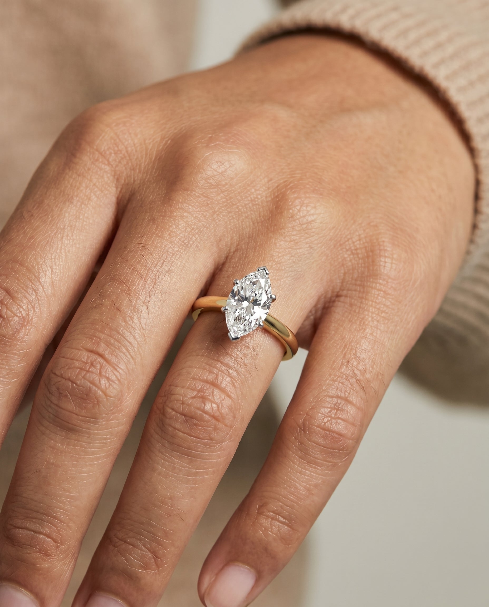 The Isolde engagement ring setting in 18K Yellow Gold, petite knife edge solitaire design | RockHer