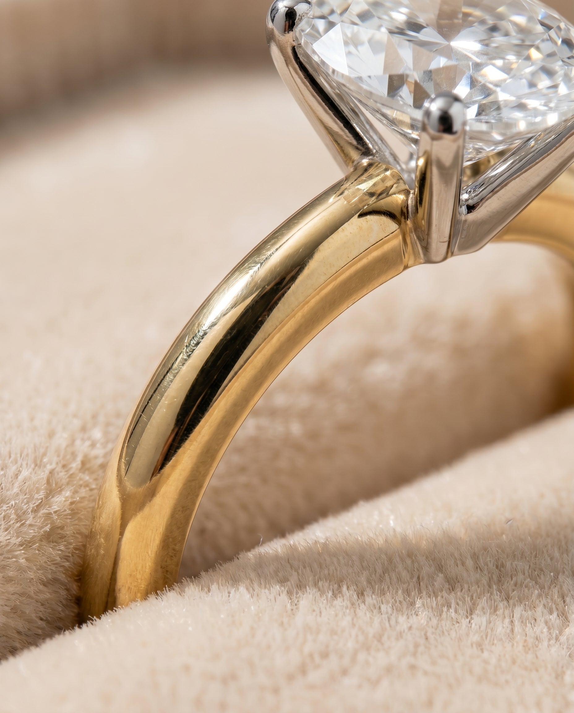 18K Yellow Gold band of The Isolde oval engagement ring setting | RockHer