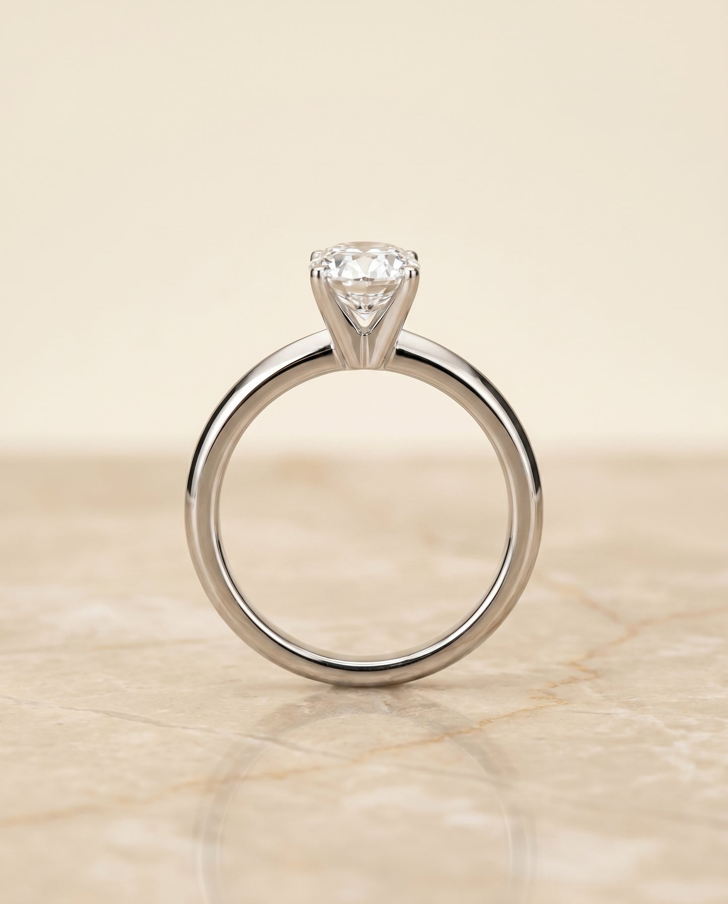 The Isolde Solitaire Engagement Ring Setting for Oval Diamonds in Platinum