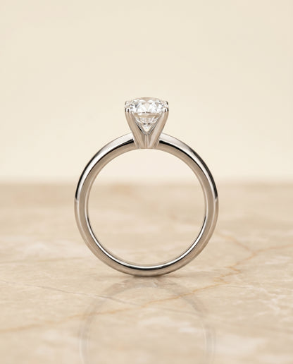 The Isolde Petite Knife Edge Solitaire Oval Engagement Ring Setting in Platinum