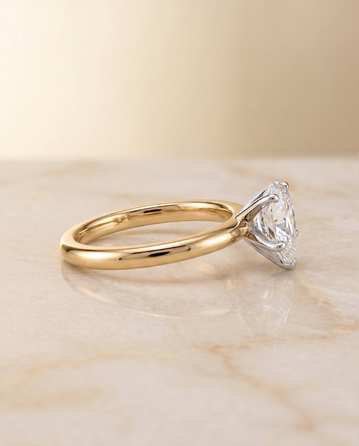 Isolde Select Knife Edge Solitaire Pear Lab Diamond Engagement Ring in 18K Yellow Gold, side view | RockHer