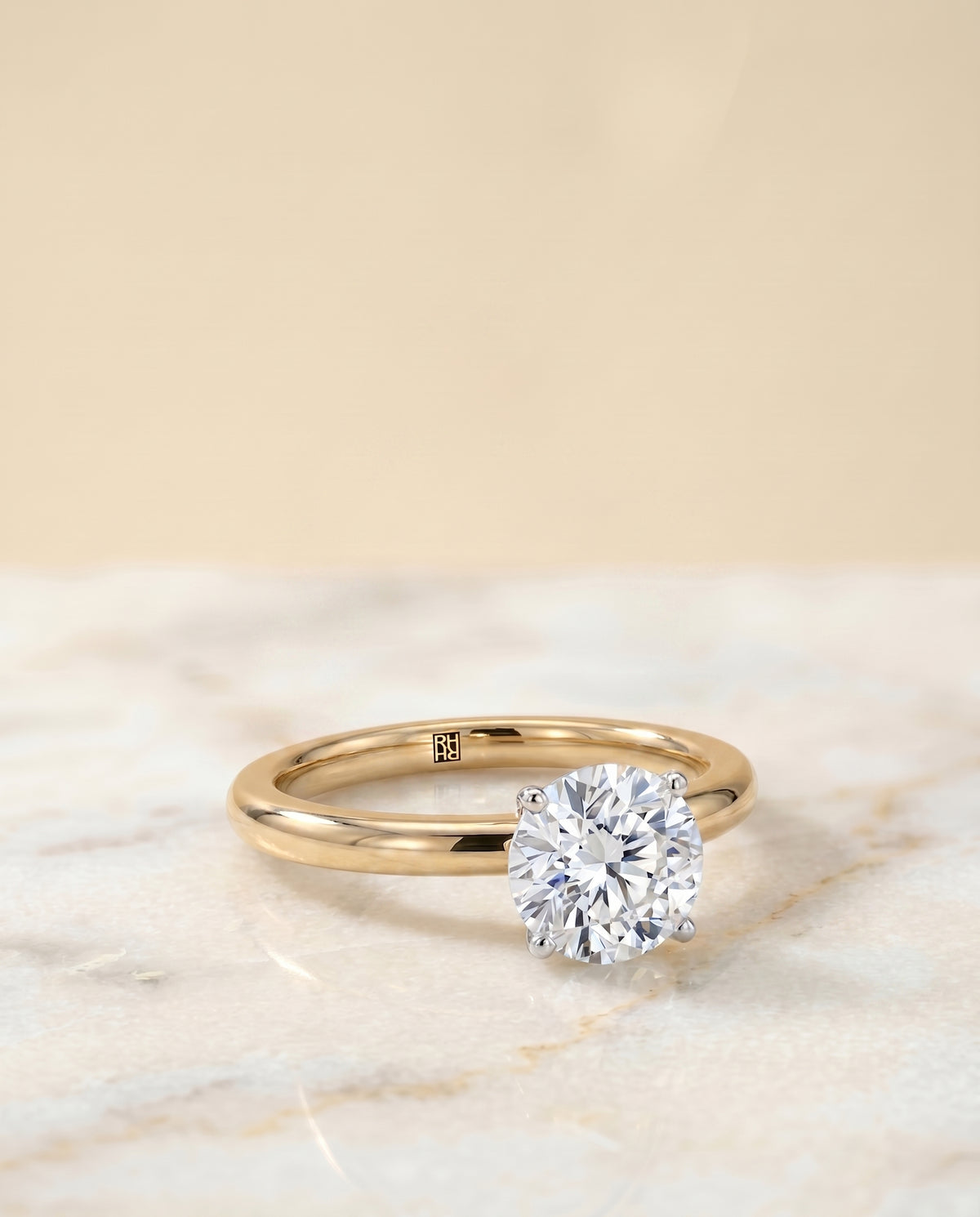 The Isolde round engagement ring setting in 18K Yellow Gold | RockHer