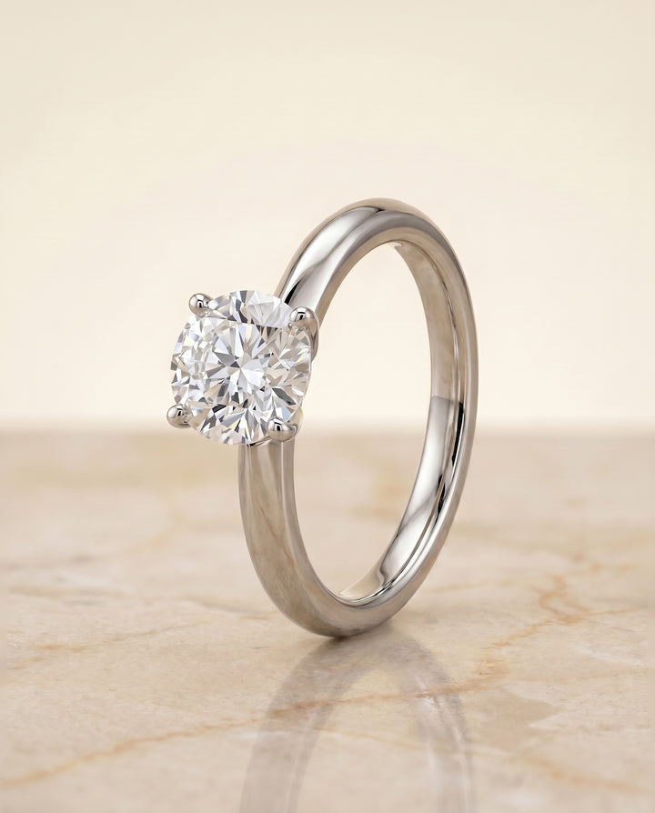 The Isolde Petite Knife Edge Solitaire Round Engagement Ring Setting in Platinum