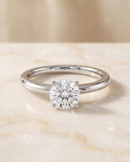 The Isolde Petite Knife Edge Solitaire Round Engagement Ring Setting in Platinum