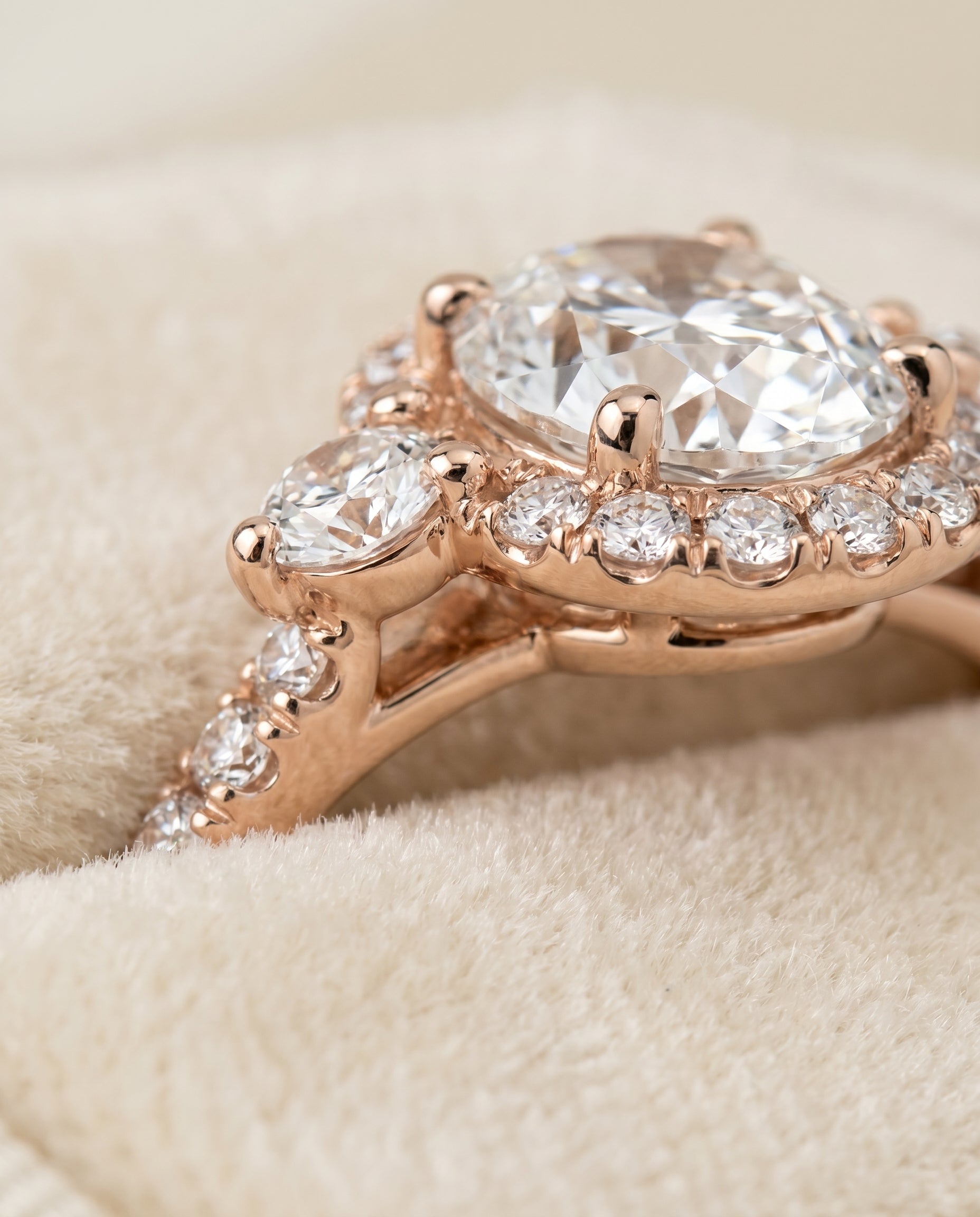 14K Rose Gold band of The Ivy oval engagement ring setting | RockHer