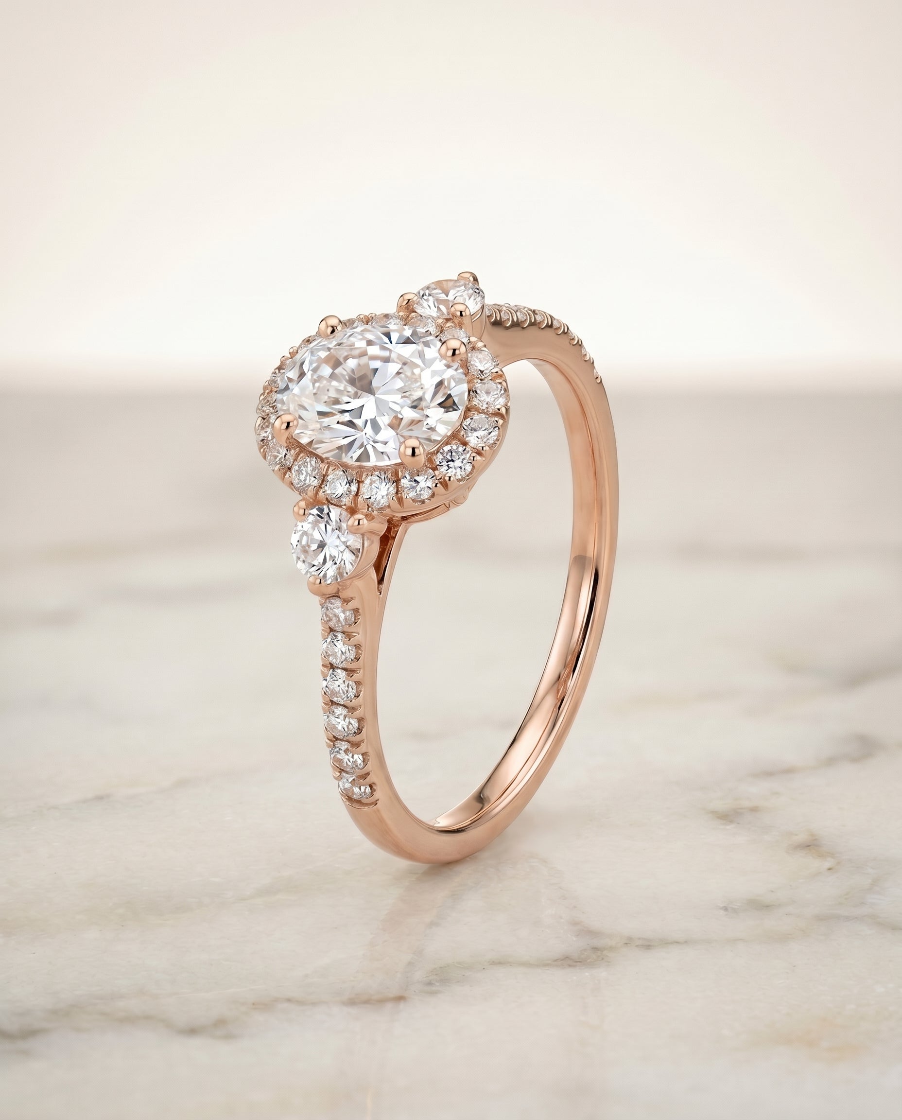 The Ivy setting for oval diamonds, made to order in 14K Rose Gold | RockHer