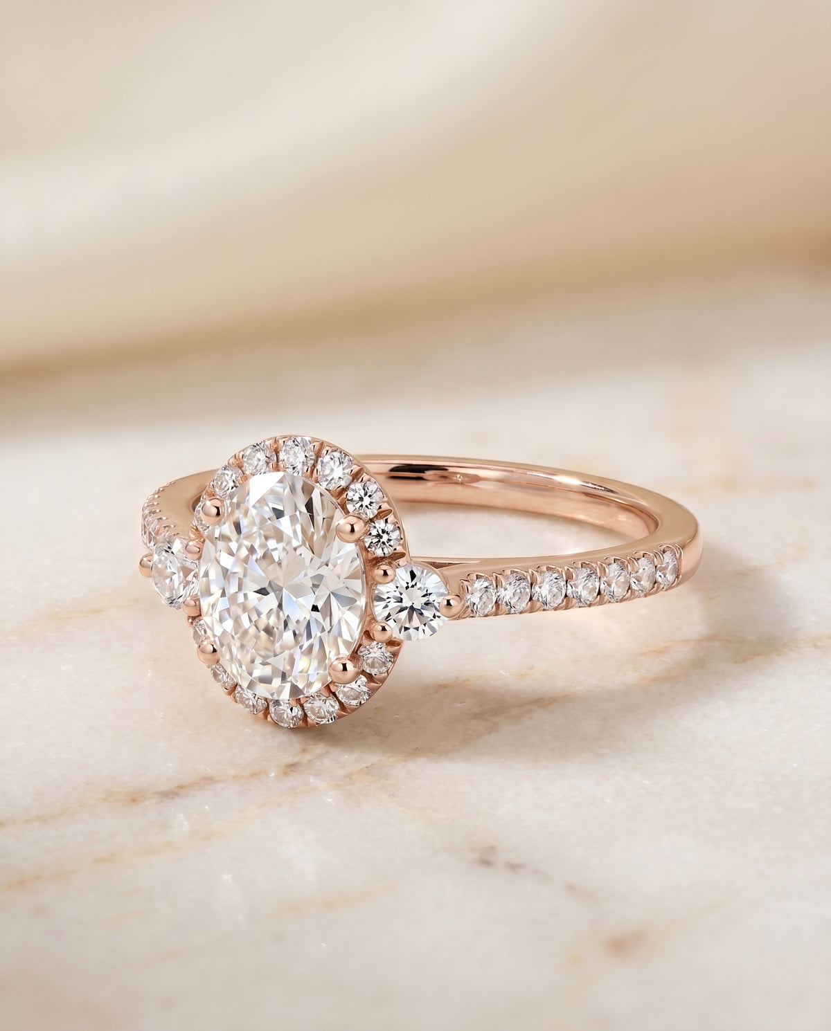 The Ivy oval engagement ring setting in 14K Rose Gold | RockHer