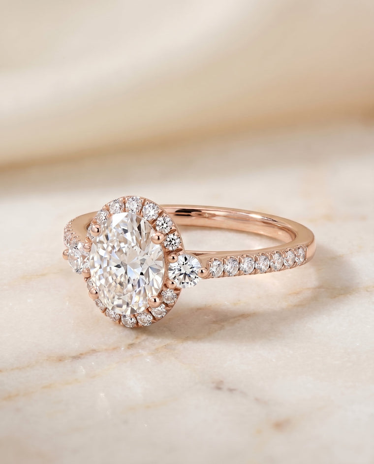 The Ivy Select Halo Oval Lab Diamond Engagement Ring in 14K Rose Gold