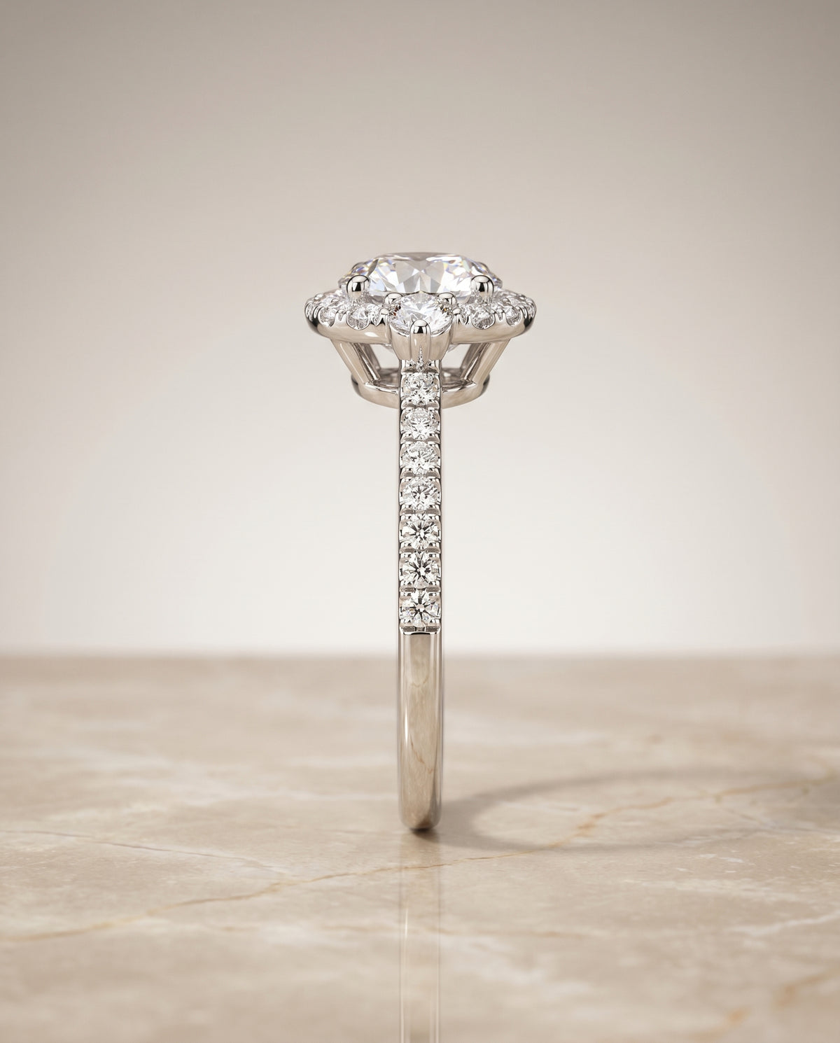 The Ivy setting for round diamonds, made to order in Platinum | RockHer